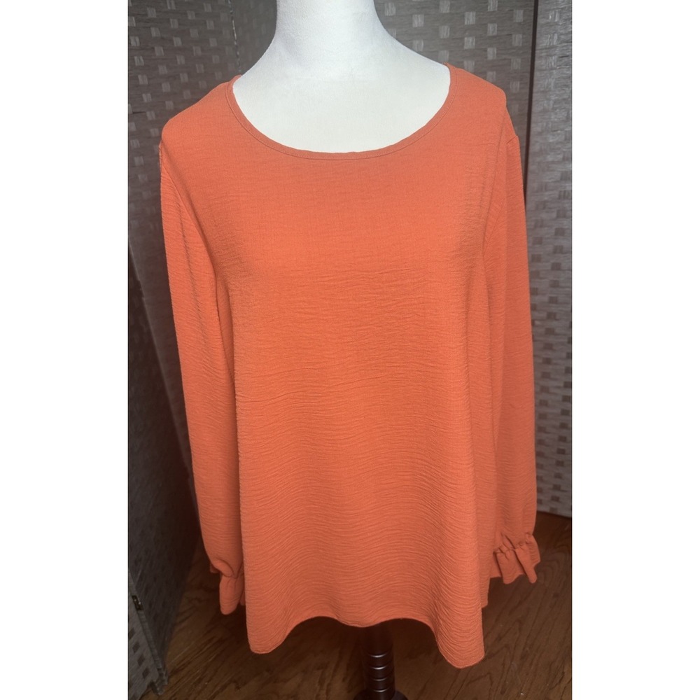 Chic Soul 3X Rust Top Blouse Shirt Gathered Wrists Women's Plus